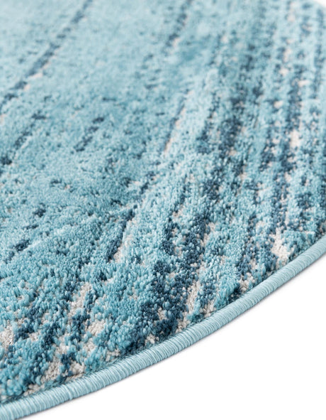 Blue 4' x 4' Oasis Round Area Rug 65% Polypropylene & 35% Polyester Contemporary Carpet for Living Rooms, Bedroom, Kitchen, Dining, Office for Sale at Rug Engine