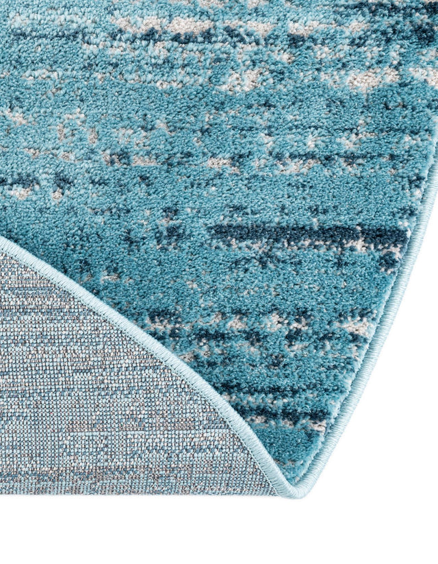 Blue 7' x 7' Oasis Round Area Rug 65% Polypropylene & 35% Polyester Contemporary Carpet for Living Rooms, Bedroom, Kitchen, Dining, Office for Sale at Rug Engine