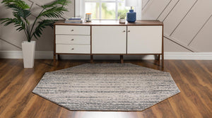 Cream 7' x 7' Oasis Octagon Area Rug 65% Polypropylene & 35% Polyester Contemporary Carpet for Living Rooms, Bedroom, Kitchen, Dining, Office for Sale at Rug Engine