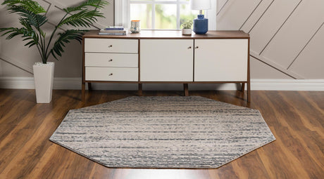 Cream 6' x 6' Oasis Octagon Area Rug 65% Polypropylene & 35% Polyester Contemporary Carpet for Living Rooms, Bedroom, Kitchen, Dining, Office for Sale at Rug Engine