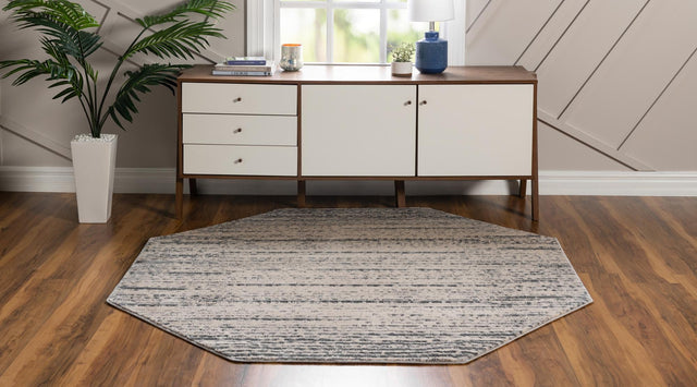 Cream 6' x 6' Oasis Octagon Area Rug 65% Polypropylene & 35% Polyester Contemporary Carpet for Living Rooms, Bedroom, Kitchen, Dining, Office for Sale at Rug Engine