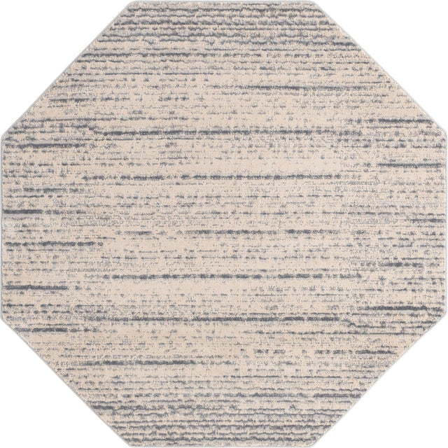 Cream 6' x 6' Oasis Octagon Area Rug 65% Polypropylene & 35% Polyester Contemporary Carpet for Living Rooms, Bedroom, Kitchen, Dining, Office for Sale at Rug Engine