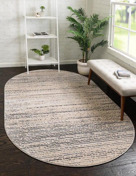 Cream 3' x 5' 3 Oasis Oval Area Rug 65% Polypropylene & 35% Polyester Contemporary Carpet for Living Rooms, Bedroom, Kitchen, Dining, Office for Sale at Rug Engine