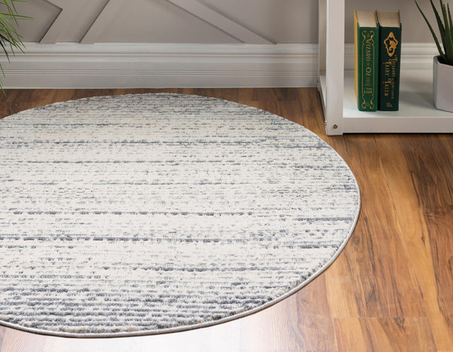 Cream 4' x 4' Oasis Round Area Rug 65% Polypropylene & 35% Polyester Contemporary Carpet for Living Rooms, Bedroom, Kitchen, Dining, Office for Sale at Rug Engine