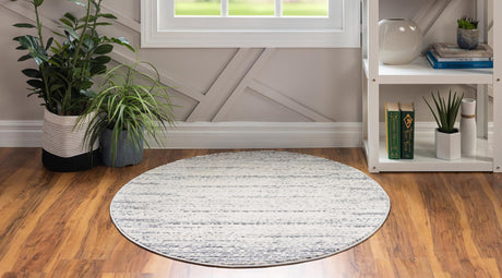 Cream 4' x 4' Oasis Round Area Rug 65% Polypropylene & 35% Polyester Contemporary Carpet for Living Rooms, Bedroom, Kitchen, Dining, Office for Sale at Rug Engine
