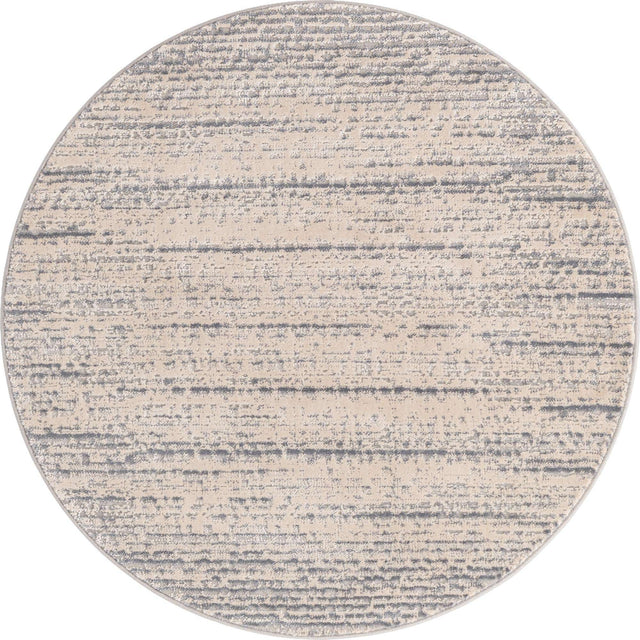 Cream 4' x 4' Oasis Round Area Rug 65% Polypropylene & 35% Polyester Contemporary Carpet for Living Rooms, Bedroom, Kitchen, Dining, Office for Sale at Rug Engine