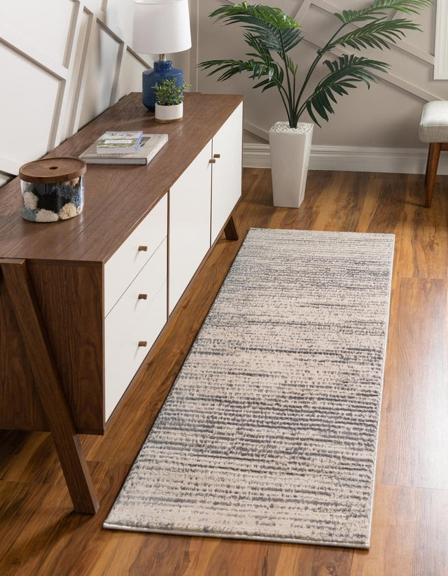 Cream 2' x 6' Oasis Runner Area Rug 65% Polypropylene & 35% Polyester Contemporary Carpet for Living Rooms, Bedroom, Kitchen, Dining, Office for Sale at Rug Engine