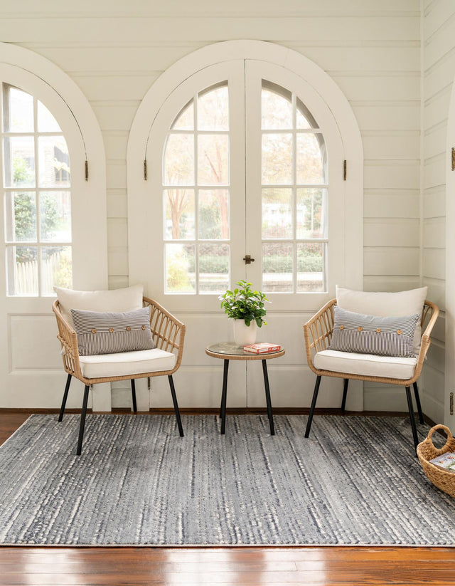 Gray 9' x 12' Oasis Rectangle Area Rug 65% Polypropylene & 35% Polyester Contemporary Carpet for Living Rooms, Bedroom, Kitchen, Dining, Office for Sale at Rug Engine