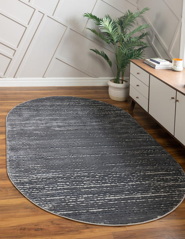 Gray 8' x 10' Oasis Oval Area Rug 65% Polypropylene & 35% Polyester Contemporary Carpet for Living Rooms, Bedroom, Kitchen, Dining, Office for Sale at Rug Engine