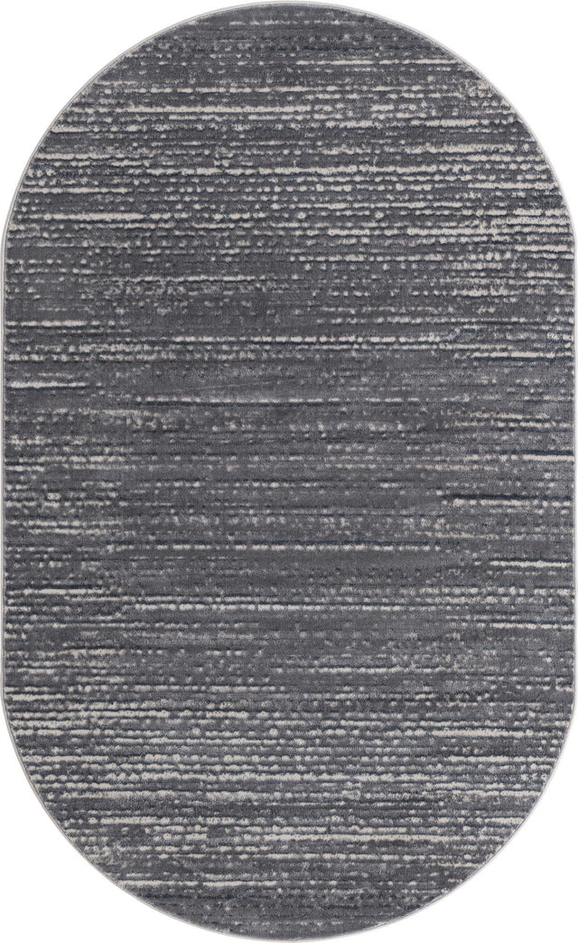 Gray 5' x 8' Oasis Oval Area Rug 65% Polypropylene & 35% Polyester Contemporary Carpet for Living Rooms, Bedroom, Kitchen, Dining, Office for Sale at Rug Engine