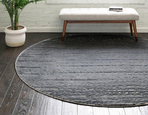 Gray 7' x 7' Oasis Round Area Rug 65% Polypropylene & 35% Polyester Contemporary Carpet for Living Rooms, Bedroom, Kitchen, Dining, Office for Sale at Rug Engine