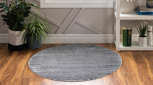 Gray 4' x 4' Oasis Round Area Rug 65% Polypropylene & 35% Polyester Contemporary Carpet for Living Rooms, Bedroom, Kitchen, Dining, Office for Sale at Rug Engine