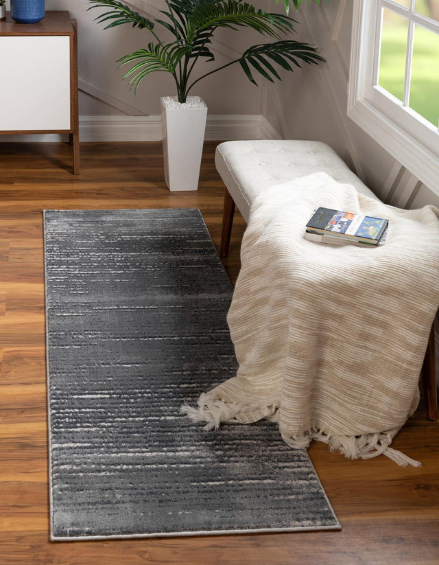 Gray 2' x 12' Oasis Runner Area Rug 65% Polypropylene & 35% Polyester Contemporary Carpet for Living Rooms, Bedroom, Kitchen, Dining, Office for Sale at Rug Engine