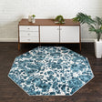 Blue 6' x 6' Oasis Octagon Area Rug 65% Polypropylene & 35% Polyester Contemporary Carpet for Living Rooms, Bedroom, Kitchen, Dining, Office for Sale at Rug Engine