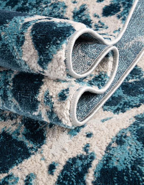 Blue 7' x 7' Oasis Octagon Area Rug 65% Polypropylene & 35% Polyester Contemporary Carpet for Living Rooms, Bedroom, Kitchen, Dining, Office for Sale at Rug Engine