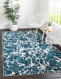 Blue 6' x 9' Oasis Rectangle Area Rug 65% Polypropylene & 35% Polyester Contemporary Carpet for Living Rooms, Bedroom, Kitchen, Dining, Office for Sale at Rug Engine