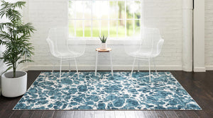 Blue 2' x 3' Oasis Rectangle Area Rug 65% Polypropylene & 35% Polyester Contemporary Carpet for Living Rooms, Bedroom, Kitchen, Dining, Office for Sale at Rug Engine