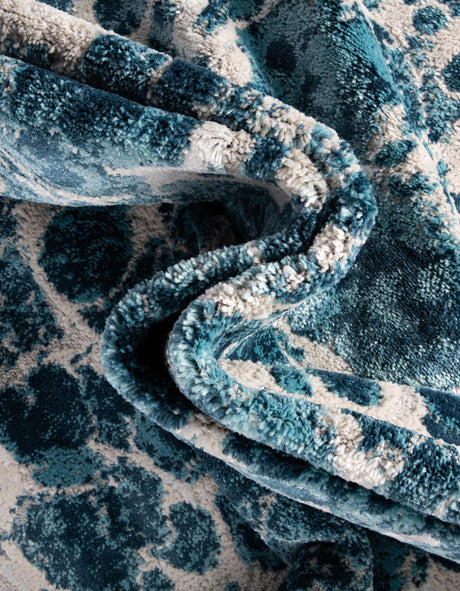 Blue 4' x 6' Oasis Rectangle Area Rug 65% Polypropylene & 35% Polyester Contemporary Carpet for Living Rooms, Bedroom, Kitchen, Dining, Office for Sale at Rug Engine