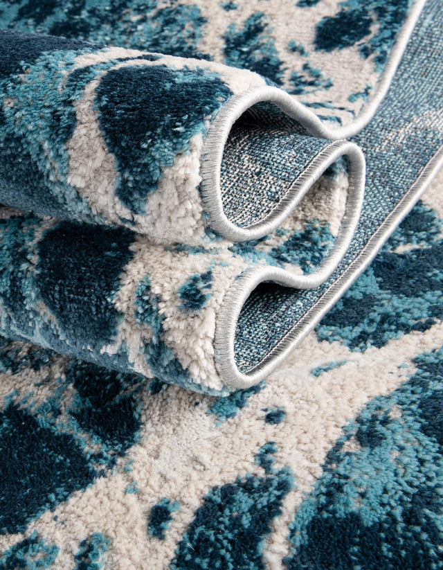 Blue 7' x 10' Oasis Rectangle Area Rug 65% Polypropylene & 35% Polyester Contemporary Carpet for Living Rooms, Bedroom, Kitchen, Dining, Office for Sale at Rug Engine