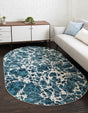 Blue 8' x 10' Oasis Oval Area Rug 65% Polypropylene & 35% Polyester Contemporary Carpet for Living Rooms, Bedroom, Kitchen, Dining, Office for Sale at Rug Engine