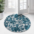 Blue 4' x 4' Oasis Round Area Rug 65% Polypropylene & 35% Polyester Contemporary Carpet for Living Rooms, Bedroom, Kitchen, Dining, Office for Sale at Rug Engine
