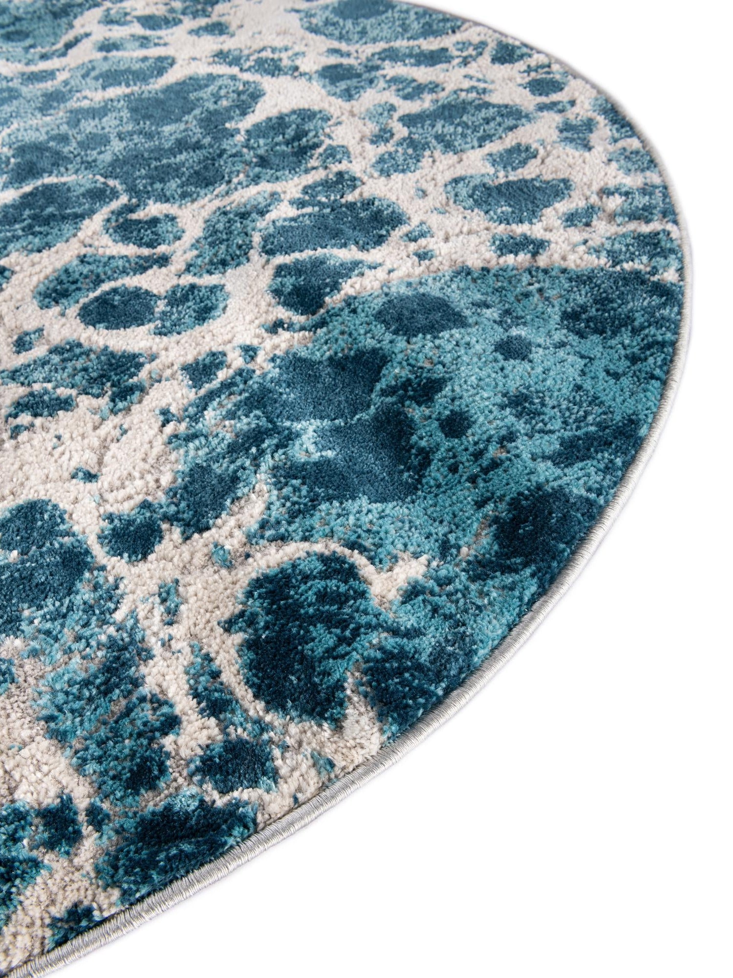 Blue 4' x 4' Oasis Round Area Rug 65% Polypropylene & 35% Polyester Contemporary Carpet for Living Rooms, Bedroom, Kitchen, Dining, Office for Sale at Rug Engine