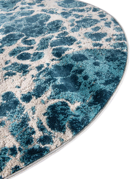 Blue 4' x 4' Oasis Round Area Rug 65% Polypropylene & 35% Polyester Contemporary Carpet for Living Rooms, Bedroom, Kitchen, Dining, Office for Sale at Rug Engine