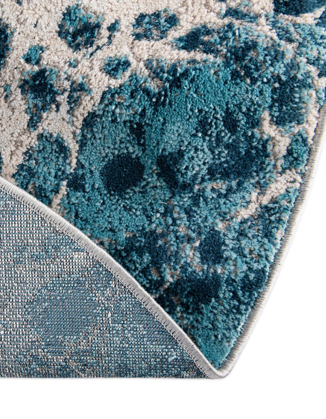 Blue 4' x 4' Oasis Round Area Rug 65% Polypropylene & 35% Polyester Contemporary Carpet for Living Rooms, Bedroom, Kitchen, Dining, Office for Sale at Rug Engine