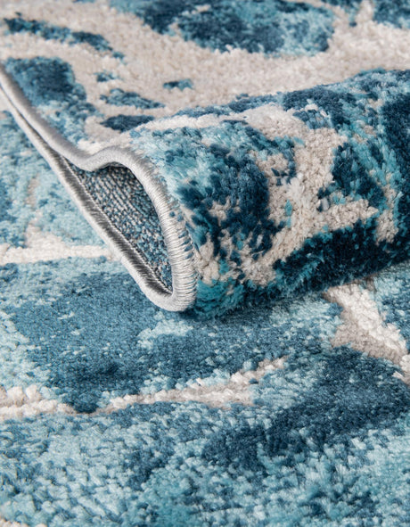 Blue 2' x 6' Oasis Runner Area Rug 65% Polypropylene & 35% Polyester Contemporary Carpet for Living Rooms, Bedroom, Kitchen, Dining, Office for Sale at Rug Engine