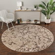 Brown 4' x 4' Oasis Round Area Rug 65% Polypropylene & 35% Polyester Contemporary Carpet for Living Rooms, Bedroom, Kitchen, Dining, Office for Sale at Rug Engine