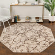 Brown 6' x 6' Oasis Octagon Area Rug 65% Polypropylene & 35% Polyester Contemporary Carpet for Living Rooms, Bedroom, Kitchen, Dining, Office for Sale at Rug Engine