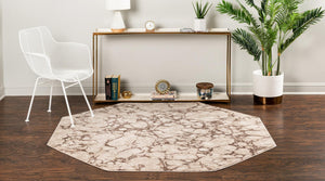 Brown 6' x 6' Oasis Octagon Area Rug 65% Polypropylene & 35% Polyester Contemporary Carpet for Living Rooms, Bedroom, Kitchen, Dining, Office for Sale at Rug Engine