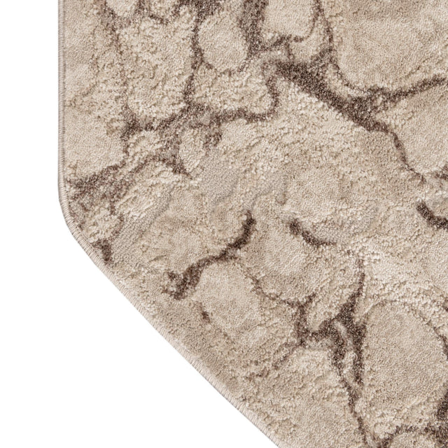 Brown 6' x 6' Oasis Octagon Area Rug 65% Polypropylene & 35% Polyester Contemporary Carpet for Living Rooms, Bedroom, Kitchen, Dining, Office for Sale at Rug Engine