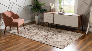 Brown 4' x 6' Oasis Rectangle Area Rug 65% Polypropylene & 35% Polyester Contemporary Carpet for Living Rooms, Bedroom, Kitchen, Dining, Office for Sale at Rug Engine