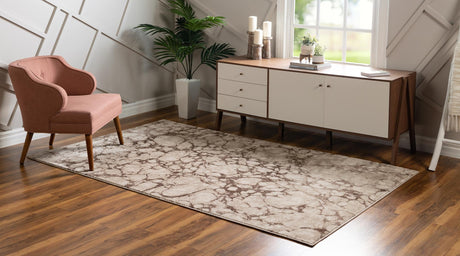 Brown 5' x 8' Oasis Rectangle Area Rug 65% Polypropylene & 35% Polyester Contemporary Carpet for Living Rooms, Bedroom, Kitchen, Dining, Office for Sale at Rug Engine