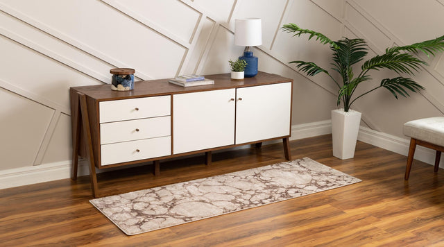 Brown 2' x 12' Oasis Runner Area Rug 65% Polypropylene & 35% Polyester Contemporary Carpet for Living Rooms, Bedroom, Kitchen, Dining, Office for Sale at Rug Engine
