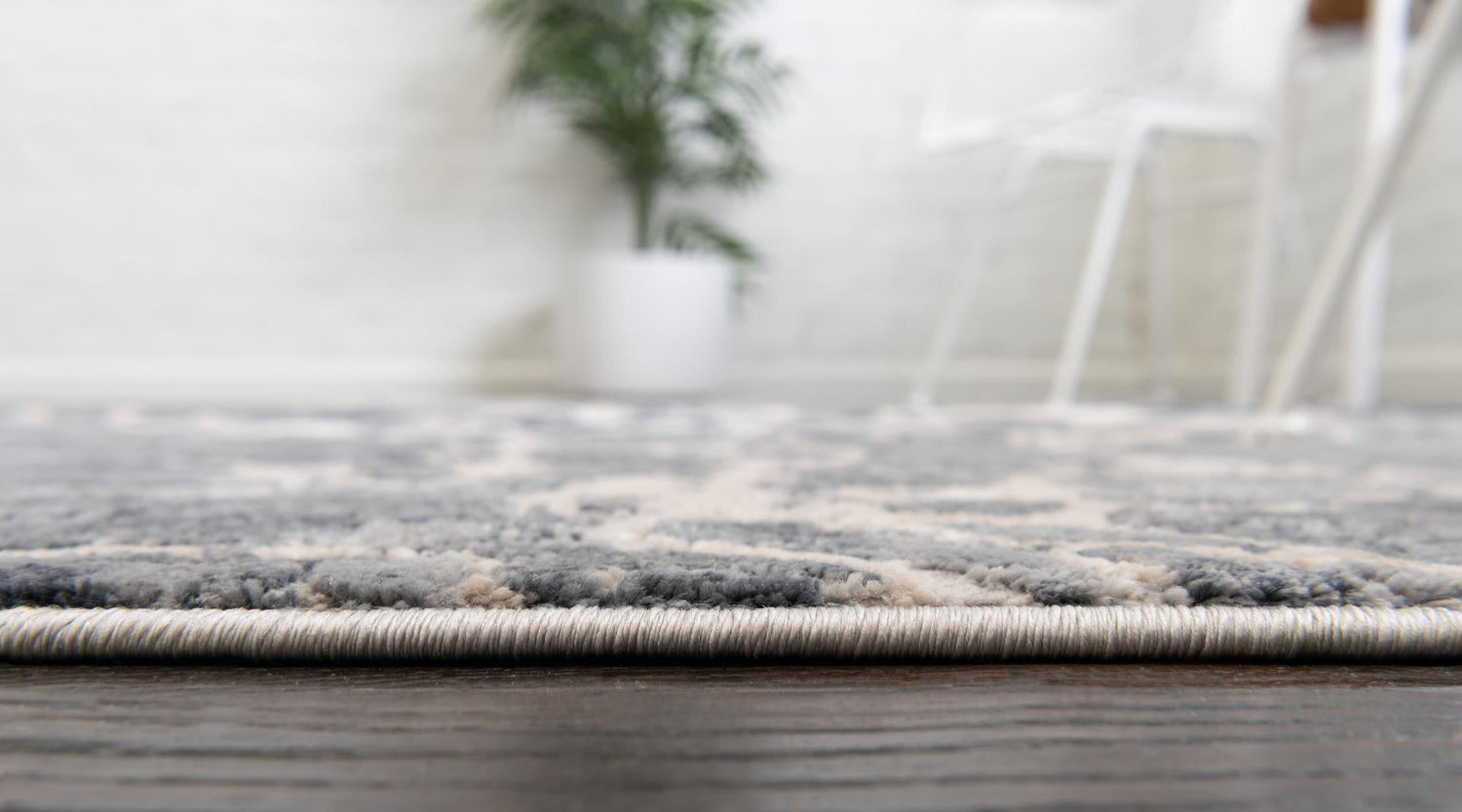 Gray 6' x 9' Oasis Rectangle Area Rug 65% Polypropylene & 35% Polyester Contemporary Carpet for Living Rooms, Bedroom, Kitchen, Dining, Office for Sale at Rug Engine