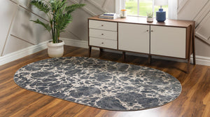 Gray 8' x 10' Oasis Oval Area Rug 65% Polypropylene & 35% Polyester Contemporary Carpet for Living Rooms, Bedroom, Kitchen, Dining, Office for Sale at Rug Engine