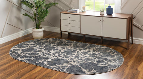Gray 8' x 10' Oasis Oval Area Rug 65% Polypropylene & 35% Polyester Contemporary Carpet for Living Rooms, Bedroom, Kitchen, Dining, Office for Sale at Rug Engine