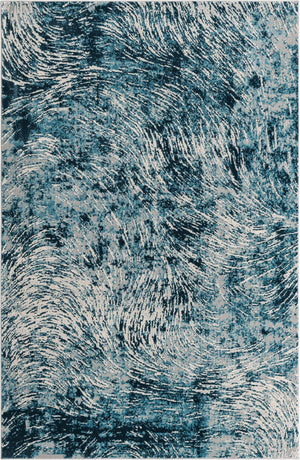 Blue 6' x 9' Oasis Rectangle Area Rug 65% Polypropylene & 35% Polyester Contemporary Carpet for Living Rooms, Bedroom, Kitchen, Dining, Office for Sale at Rug Engine