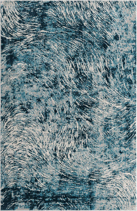 Blue 6' x 9' Oasis Rectangle Area Rug 65% Polypropylene & 35% Polyester Contemporary Carpet for Living Rooms, Bedroom, Kitchen, Dining, Office for Sale at Rug Engine