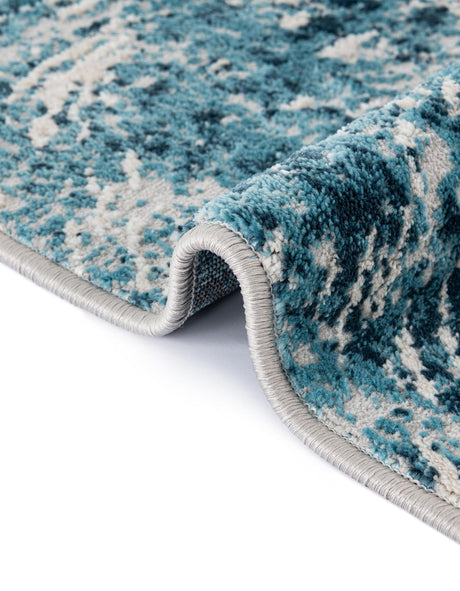 Blue 7' x 7' Oasis Octagon Area Rug 65% Polypropylene & 35% Polyester Contemporary Carpet for Living Rooms, Bedroom, Kitchen, Dining, Office for Sale at Rug Engine
