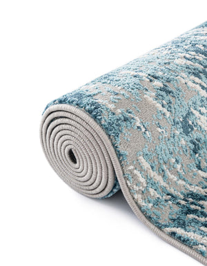 Blue 7' x 7' Oasis Octagon Area Rug 65% Polypropylene & 35% Polyester Contemporary Carpet for Living Rooms, Bedroom, Kitchen, Dining, Office for Sale at Rug Engine