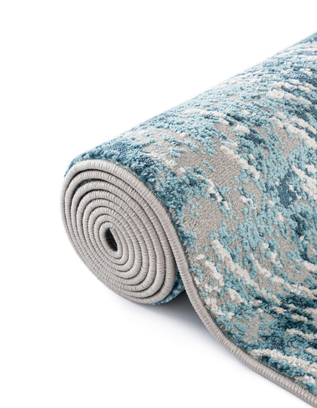 Blue 7' x 7' Oasis Octagon Area Rug 65% Polypropylene & 35% Polyester Contemporary Carpet for Living Rooms, Bedroom, Kitchen, Dining, Office for Sale at Rug Engine