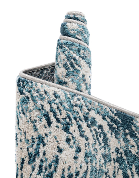Blue 6' x 9' Oasis Rectangle Area Rug 65% Polypropylene & 35% Polyester Contemporary Carpet for Living Rooms, Bedroom, Kitchen, Dining, Office for Sale at Rug Engine