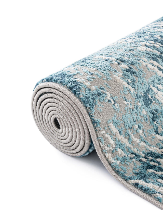 Blue 7' x 10' Oasis Rectangle Area Rug 65% Polypropylene & 35% Polyester Contemporary Carpet for Living Rooms, Bedroom, Kitchen, Dining, Office for Sale at Rug Engine