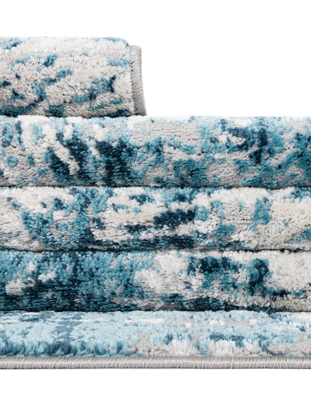 Blue 7' x 10' Oasis Rectangle Area Rug 65% Polypropylene & 35% Polyester Contemporary Carpet for Living Rooms, Bedroom, Kitchen, Dining, Office for Sale at Rug Engine
