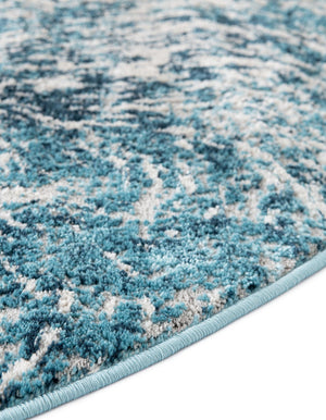 Blue 7' x 7' Oasis Round Area Rug 65% Polypropylene & 35% Polyester Contemporary Carpet for Living Rooms, Bedroom, Kitchen, Dining, Office for Sale at Rug Engine