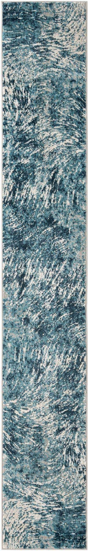 Blue 2' x 12' Oasis Runner Area Rug 65% Polypropylene & 35% Polyester Contemporary Carpet for Living Rooms, Bedroom, Kitchen, Dining, Office for Sale at Rug Engine