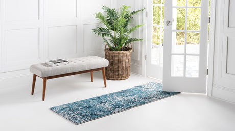 Blue 2' x 12' Oasis Runner Area Rug 65% Polypropylene & 35% Polyester Contemporary Carpet for Living Rooms, Bedroom, Kitchen, Dining, Office for Sale at Rug Engine